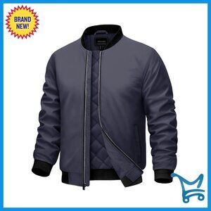 Men's Bomber Jacket Windproof Padded Coat Full Zip Casual Winter Wear